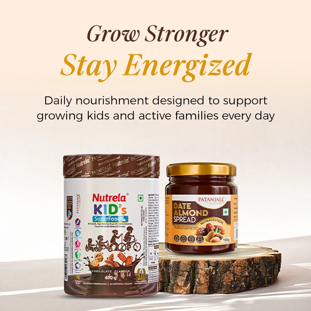 Patanjali Nutrela Kid’s Superfood 400g + Patanjali Date Almond Spread 180g
