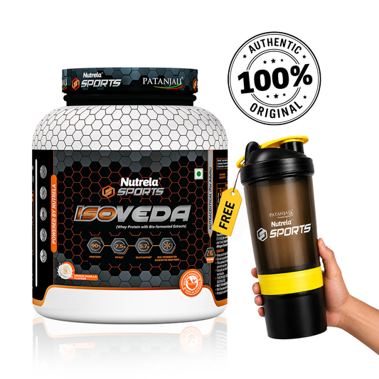 Patanjali Nutrela Sports Isoveda Vanilla - 2KG | Pure Isolate for Peak Training | Swadeshi Daily Performance Protein Free Shaker