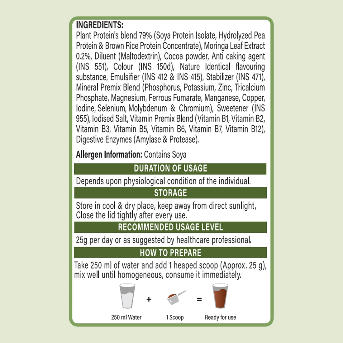 Patanjali Nutrela Green Plant Protein | Swadeshi Plant Based Protein for Daily Strength & Stamina | Chocolate 500g