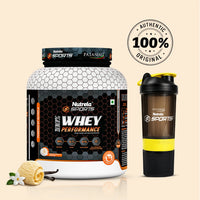 Patanjali Nutrela Sports Whey Vanilla Ice Cream - 2KG | 24g Protein per Scoop with Vitamins, Herbs & BCAAs | Premium Swadeshi Muscle Fuel + FREE SHAKER
