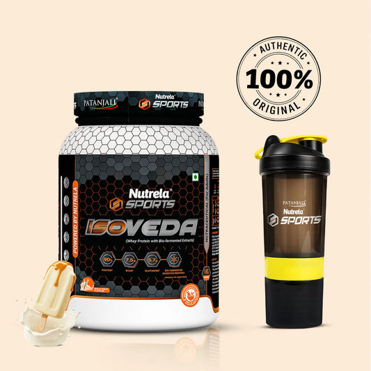 Patanjali Nutrela Sports Isoveda 1KG – Kulfi | 27G High Purity Whey Isolate for Fast Recovery & Lean Muscle | Swadeshi Protein