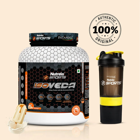 Patanjali Nutrela Sports Isoveda Pure Isolate 2KG – Kulfi | 27G High-Purity Protein | Swadeshi Muscle Recovery Fuel + FREE SHAKER