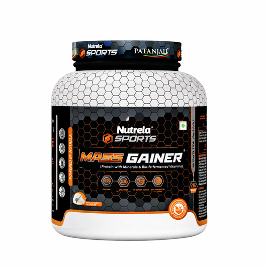 Patanjali Nutrela Sports Mass Gainer – Vanilla (2KG) | Easy-to-Mix High-Calorie Swadeshi Muscle & Weight Gain Formula