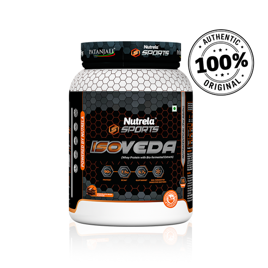 Patanjali Nutrela Sports Isoveda – Chocolate Irish (1KG) | 27G Pure Whey Isolate for Muscle Recovery & Strength | Swadeshi Nutrition