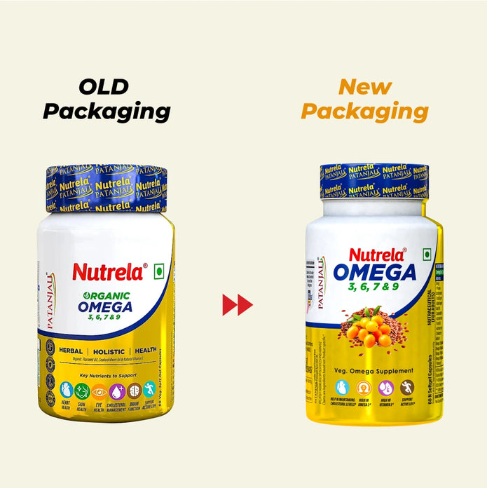 Patanjali Nutrela Omega 3 6 7 & 9 - 60 Capsules (Pack of 1)
