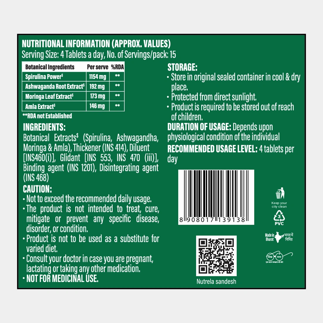 Patanjali Nutrela Natural Spirulina 60 Tablets (Pack of 1)
