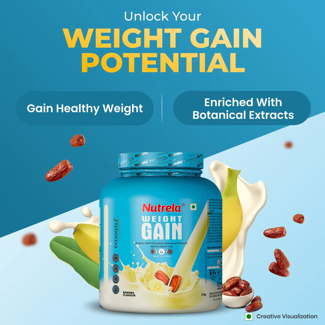 Patanjali Nutrela Weight Gain - Banana Flavor - 2Kg