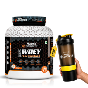 Patanjali Nutrela Sports Whey Performance 2KG – Kulfi Flavour | 24g Muscle-Support Protein per Scoop | Premium Swadeshi Flavored Nutrition + Free Shaker