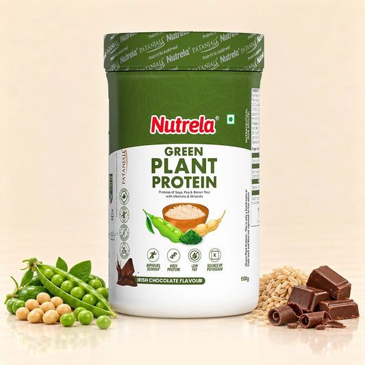 Patanjali Nutrela Green Plant Protein | Swadeshi Plant Based Protein for Daily Strength & Stamina | Chocolate 500g