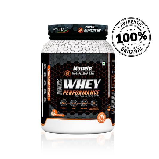 Patanjali Nutrela Sports Whey Performance 1KG – Kulfi Flavour | 24g Protein per Scoop | Enriched with BCAAs & Glutamine for Muscle Recovery | Premium Swadeshi Nutrition Supplement