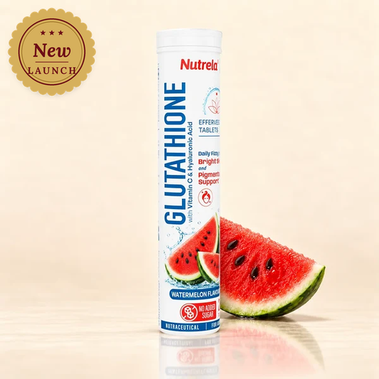 Patanjali Nutrela Glutathione Effervescent Tablets | Skin Wellness with Vitamin C & Hyaluronic Acid | Watermelon Flavour | No Added Sugar | 20 Tablets (80 g)