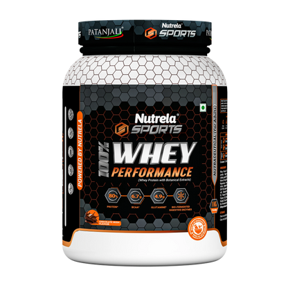 Patanjali Nutrela Sports 100% Whey Performance 1KG – Chocolate Irish Flavour | 24g Protein per Scoop | Premium Swadeshi Nutrition