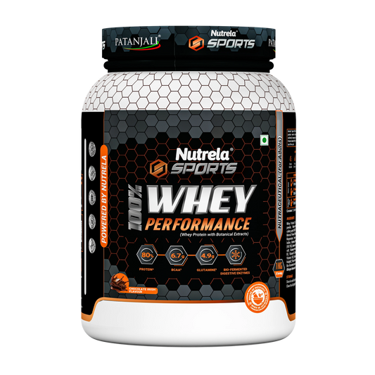Patanjali Nutrela Sports 100% Whey Performance 1KG – Chocolate Irish Flavour | 24g Protein per Scoop | Premium Swadeshi Nutrition