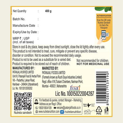 Patanjali Nutrela Men’s Superfood 400g X (Pack of 2) | Protein, Vitamins & Minerals Daily Nutrition Supplement for Men
