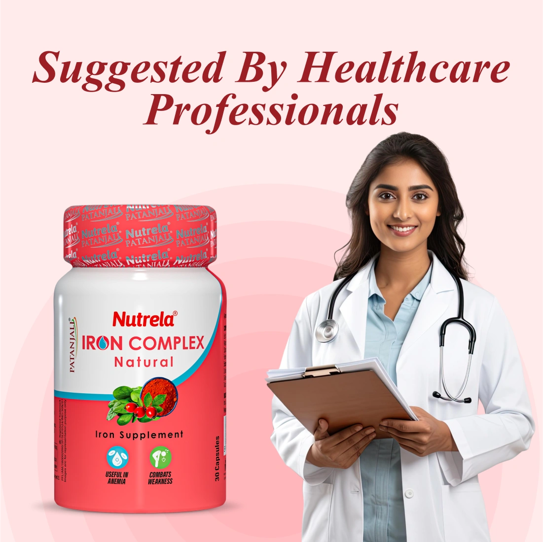 Patanjali Nutrela Iron Complex Natural 30 X 2 Capsules (Pack of 2)