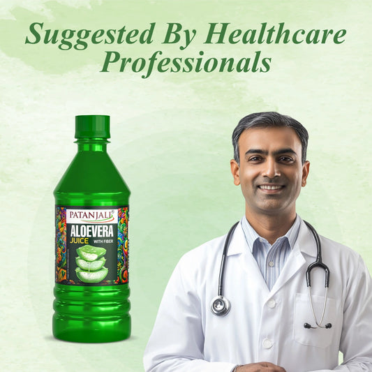 Patanjali Aloe Vera Juice with Fiber for Digestion & Detox | Gut Health Drink | 1L