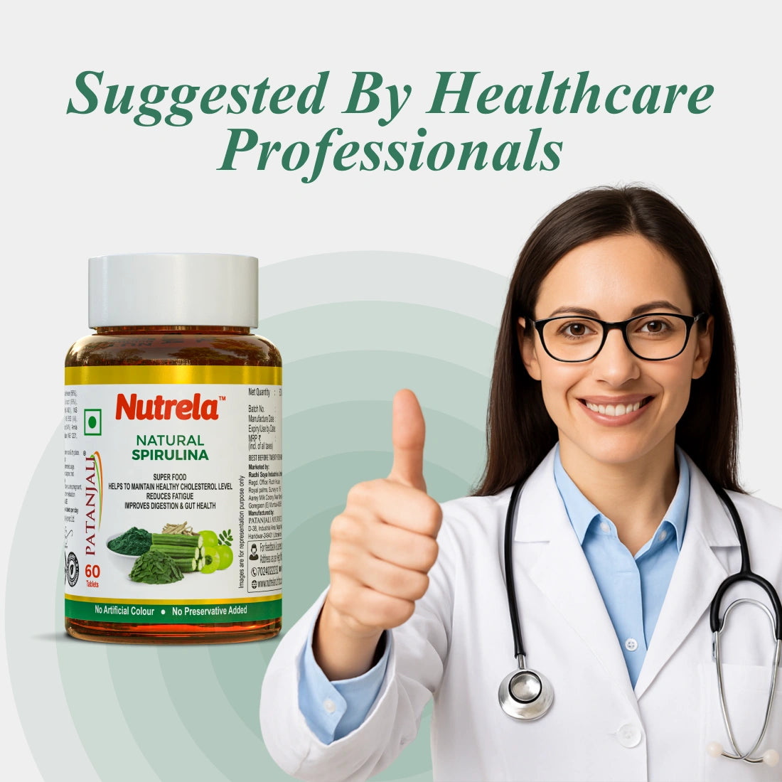 Patanjali Nutrela Natural Spirulina 60 Tablets (Pack of 1)