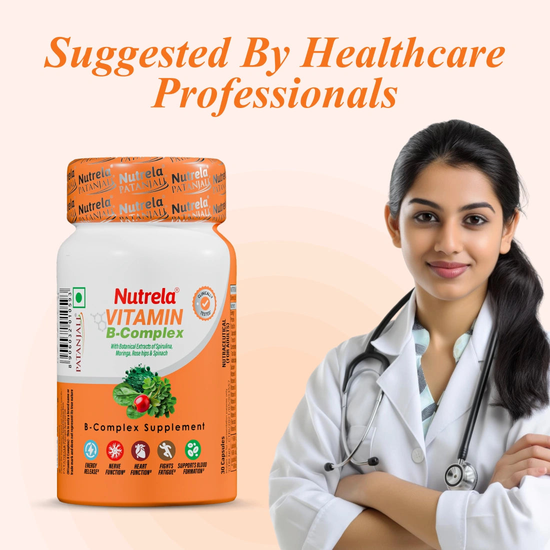 Patanjali Nutrela Vitamin B Complex 30 Capsules (Pack of 1)
