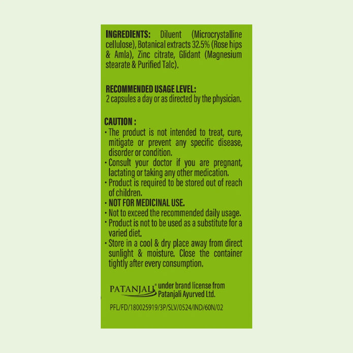 Patanjali Nutrela Vitamin C + Zinc 60 Tablets X 2 (Pack of 2)
