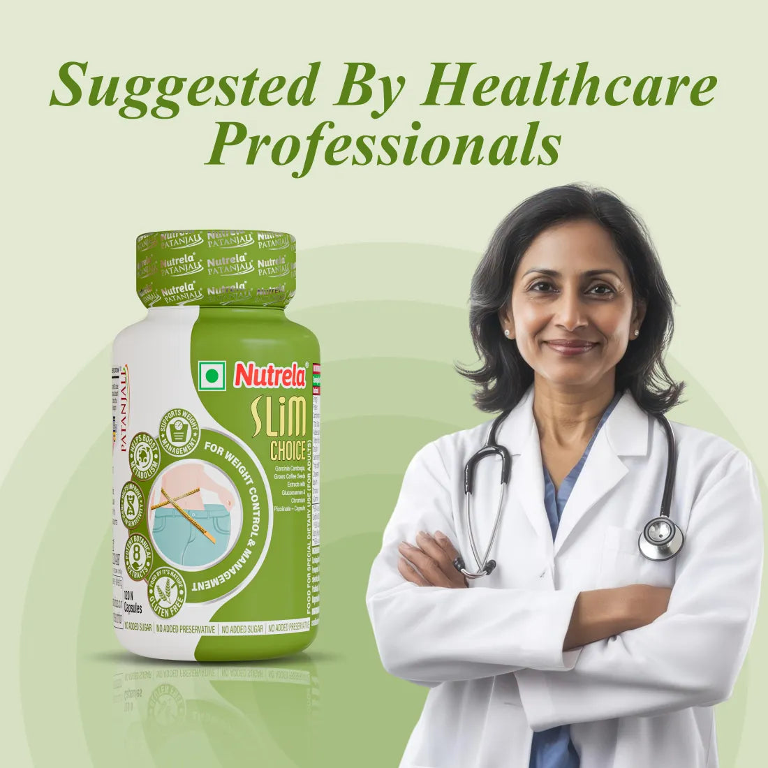 Patanjali Nutrela Slim Choice Capsules| High-Protein Meal Replacement Nutrition | No Added Sugar | Easy-to-Consume Format | 120N