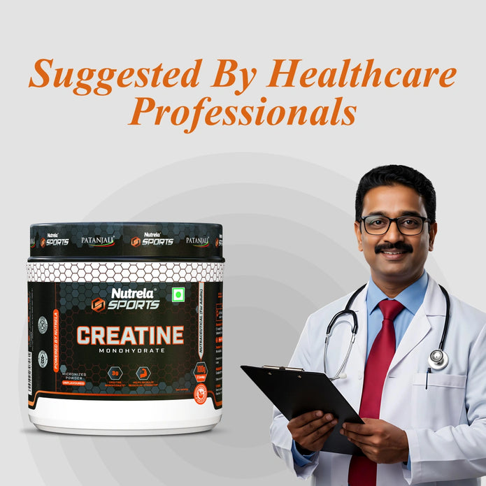 Patanjali Nutrela Sports Creatine Monohydrate – 100g | Swadeshi Pure Micronized Creatine for Strength & Muscle Power