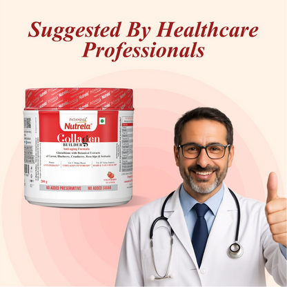 (Exp: 21st Aug 26) Patanjali Nutrela Collagen Builder Powder | Skin Strength and Elasticity Nutrition | Plant Based & 100% Veg | Swadeshi Skin Repair Formula | 200g