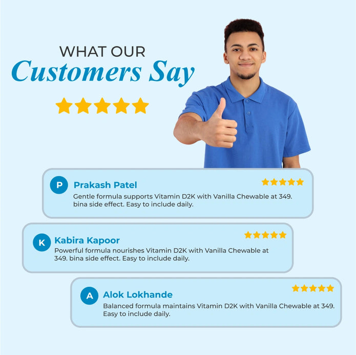 Patanjali Nutrela Vitamin D2K- 60 Chewable Tablets for Men & Women - Vanilla Flavor (Pack of 1)