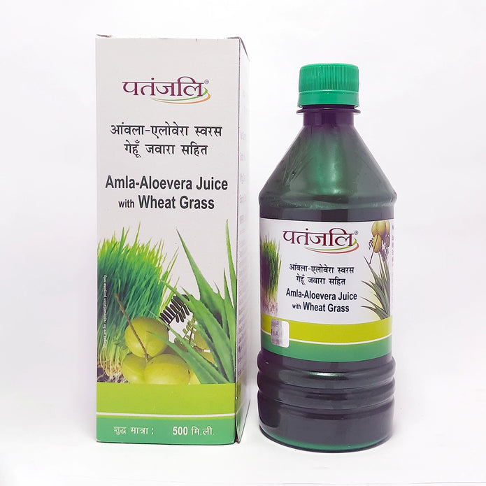 Patanjali Amla Aloe Vera Wheatgrass Juice for Detox & Immunity | Hair Skin Health Drink | 500 ml