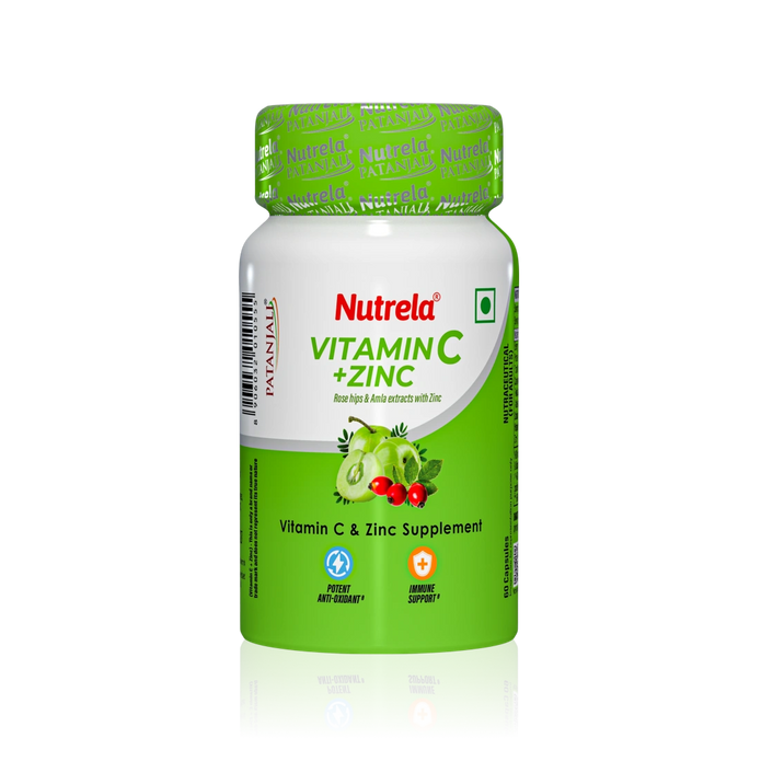 Patanjali Nutrela Vitamin C + Zinc 60 Capsules (Pack of 1)