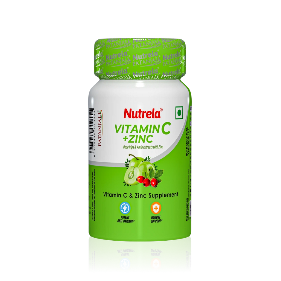 Patanjali Nutrela Vitamin C + Zinc 60 Tablets (Pack of 1)