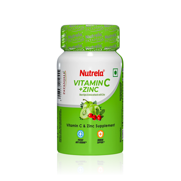 Patanjali Nutrela Vitamin C + Zinc 60 Capsules (Pack of 1)