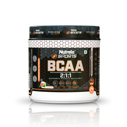 Patanjali Nutrela Sports BCAA 2:1:1 – Watermelon (300g) | Swadeshi Intra-Workout Amino Fuel for Strength & Endurance