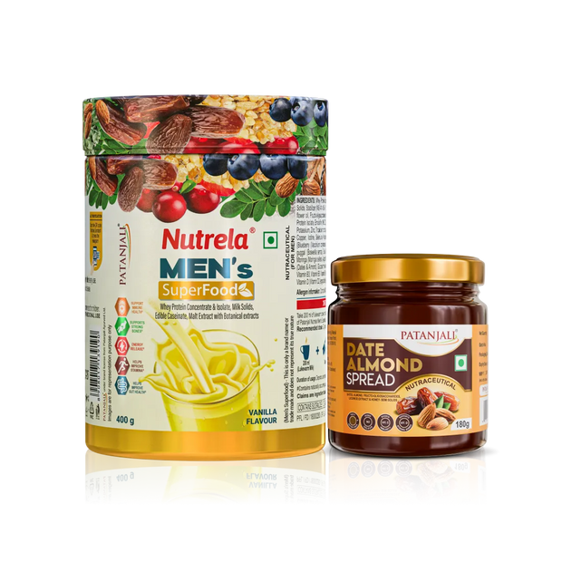 Patanjali Nutrela Men's Superfood + Dates & Almond Spread Combo (400G+180G)