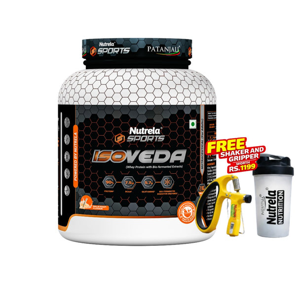 Patanjali Nutrela Sports Isoveda Pure Isolate 2KG – Kulfi | 27G High-Purity Protein | Swadeshi Muscle Recovery Fuel + Free Shaker