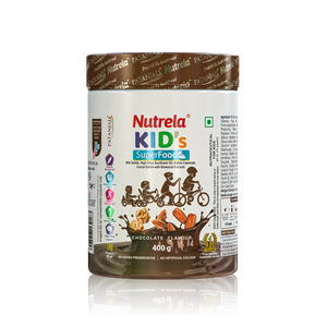 Patanjali Nutrela Kid’s Superfood 400g | Health Drink with Milk, Protein, Vitamins | Nutrition Powder for Kids 4–12 Years | Chocolate Milk Mix 400g