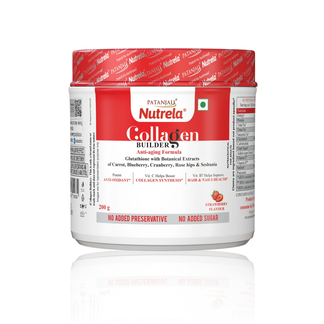 (Exp: 21st Aug 26) Patanjali Nutrela Collagen Builder Powder | Skin Strength and Elasticity Nutrition | Plant Based & 100% Veg | Swadeshi Skin Repair Formula | 200g