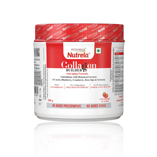 Patanjali Nutrela Collagen Builder Powder | Skin Strength and Elasticity Nutrition | Plant Based & 100% Veg | Swadeshi Skin Repair Formula | 200g