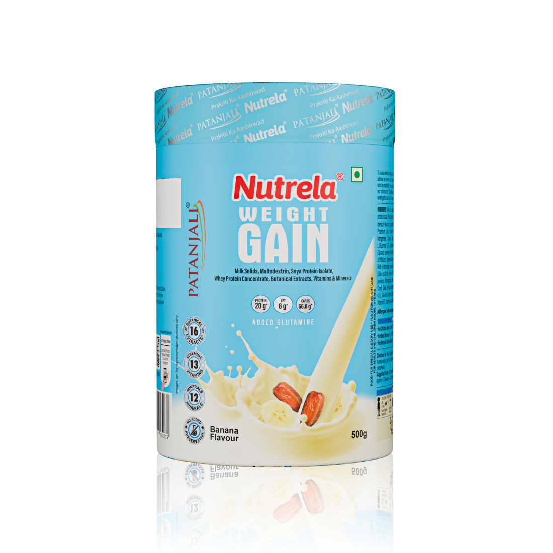 Patanjali Nutrela Banana Weight Gainer 500g | Smooth High-Calorie Pack| Trusted Swadeshi Ayurvedic Nutrition