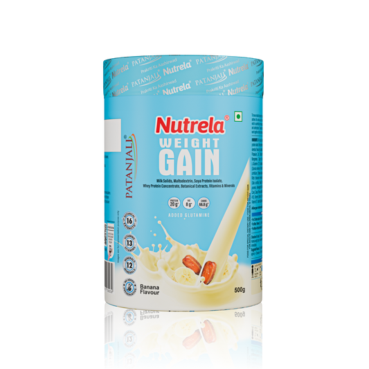 Patanjali Nutrela Banana Weight Gainer 500g | Smooth High-Calorie Pack| Trusted Swadeshi Ayurvedic Nutrition