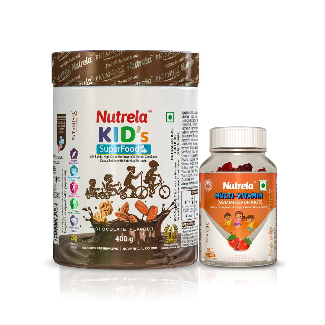 Patanjali Nutrela Kids SuperFood + Kids Multivitamin Gummies (Combo)