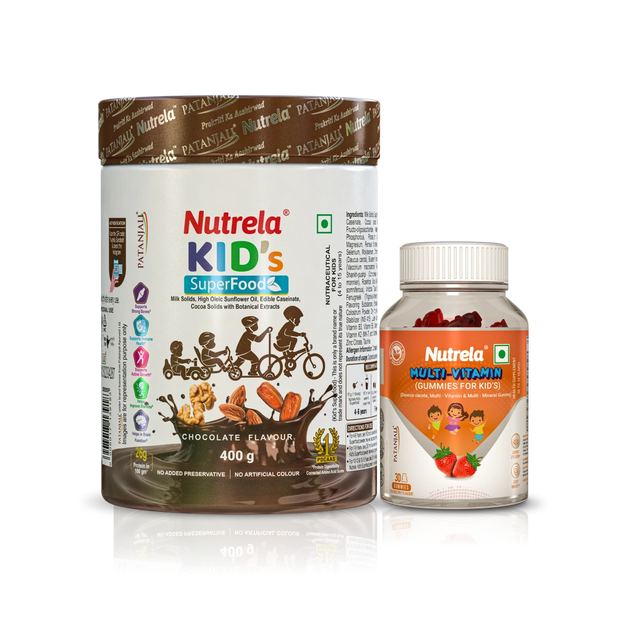 Patanjali Nutrela Kids SuperFood + Kids Multivitamin Gummies (Combo)