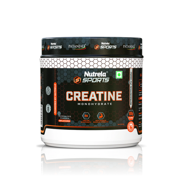 Patanjali Nutrela Sports Creatine Monohydrate – 100g | Swadeshi Pure Micronized Creatine for Strength & Muscle Power