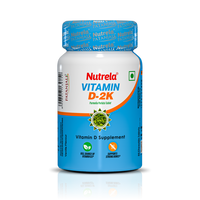 Patanjali Nutrela Vitamin D2K | Bone Strength & Immunity Support | Chewable 60 Tablets | Vanilla Flavour