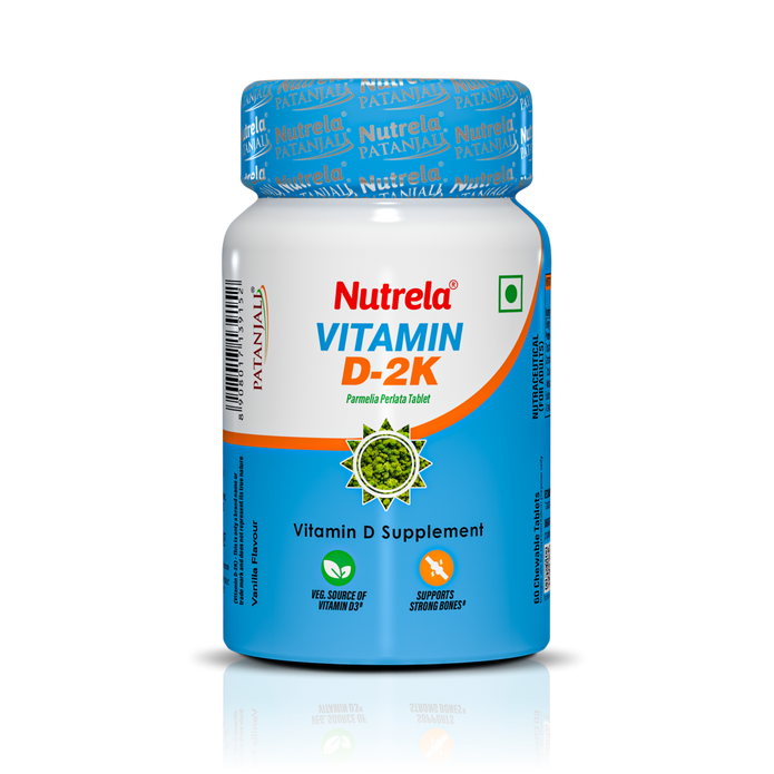 Patanjali Nutrela Vitamin D2K- 60 Chewable Tablets for Men & Women - Vanilla Flavor (Pack of 1)
