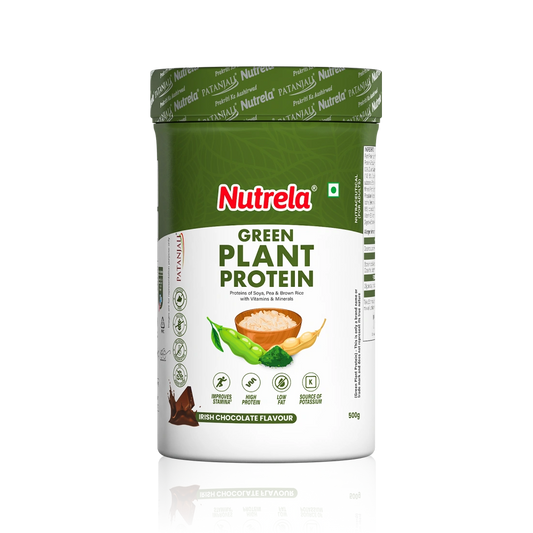 Patanjali Nutrela Green Plant Protein | Swadeshi Plant Based Protein for Daily Strength & Stamina | Chocolate 500g
