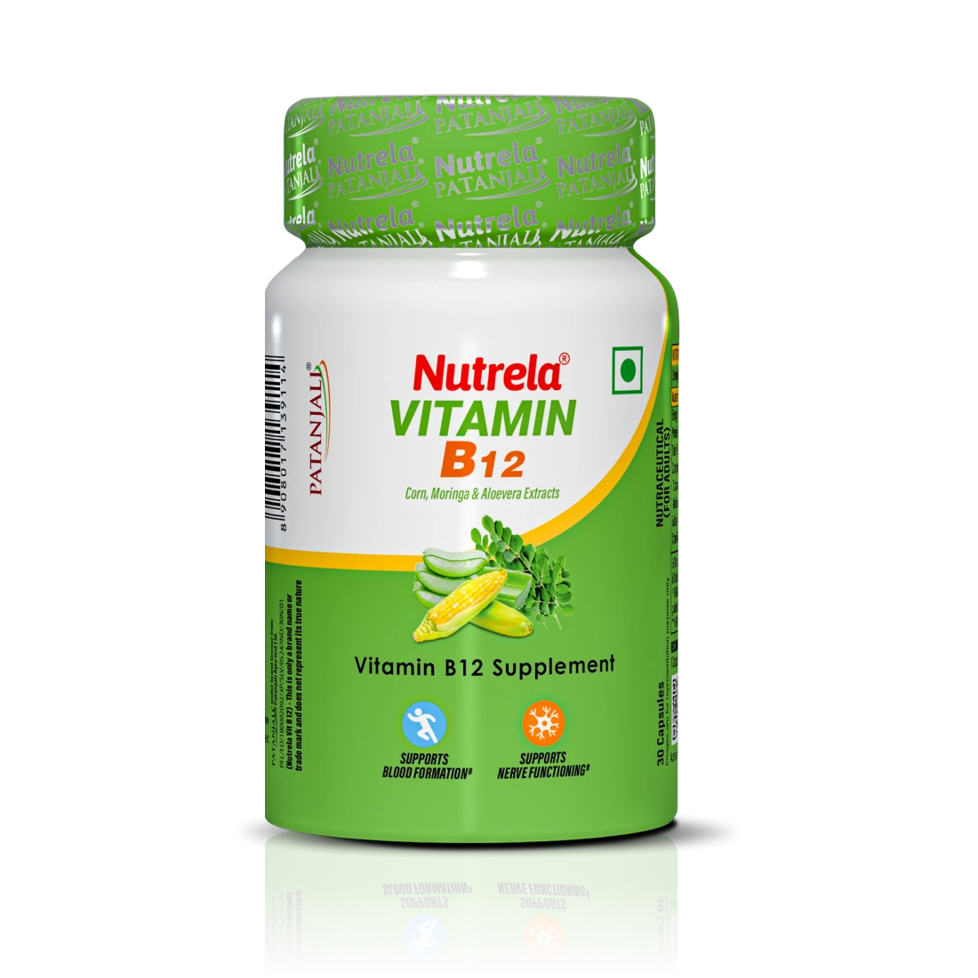 Patanjali Nutrela Vitamin B12 | Natural Moringa Based B12 Capsules for Energy, Nerves & Immunity | Made in Bharat | 30 Veg Capsules