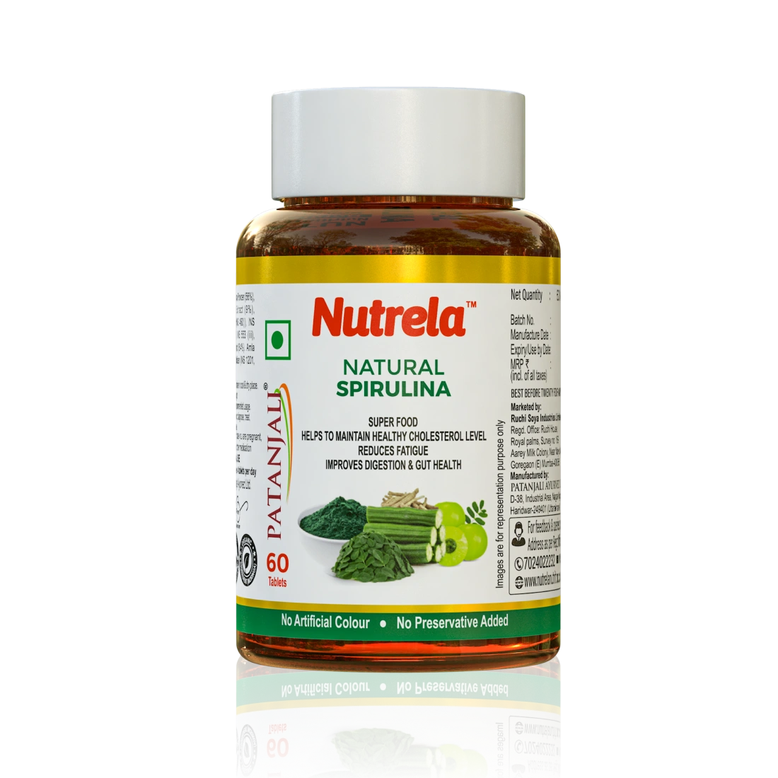 Patanjali Nutrela Natural Spirulina 60 Tablets (Pack of 1)