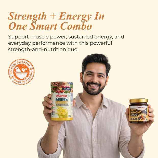 Patanjali Nutrela Men's Superfood + Dates & Almond Spread Combo (400G+180G)