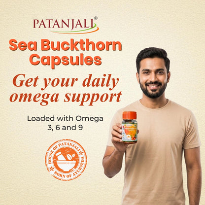 Patanjali Sea Buckthorn Oil Capsules | Antioxidant & Omega Fatty Acid Supplement | Daily Wellness Support