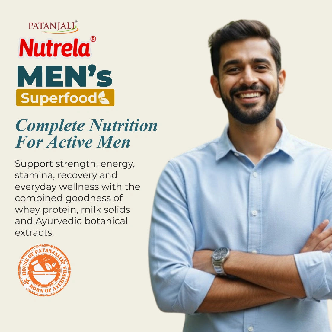 Patanjali Nutrela Men’s Superfood 400g X (Pack of 2) | Protein, Vitamins & Minerals Daily Nutrition Supplement for Men